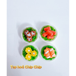 Mô hình đồ chơi đĩa thức ăn 1 cái hoặc combo 6 cái