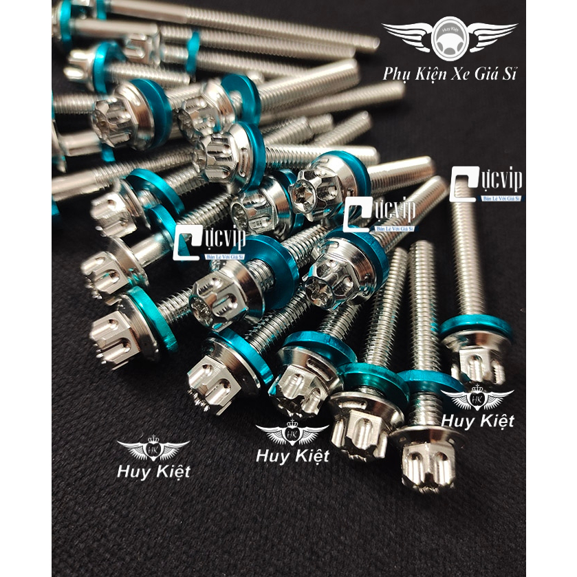 Bộ Ốc Lốc Máy Salaya M3 (PRO) Tặng Lông Đền Nhôm Xanh Lục Bảo Gắn Cho Mọi Dòng Xe