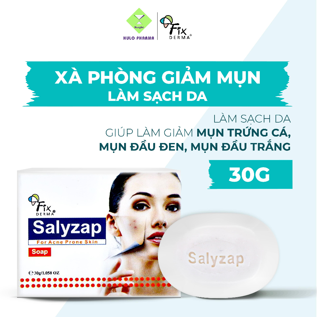 Xà Phòng Giảm Mụn Lưng, Cơ Thể FIXDERMA Salyzap Soap Làm Sạch, Kháng Khuẩn, Trắng Sáng Da 30g