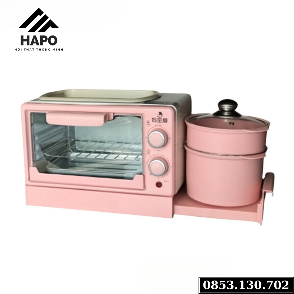Lò Nướng Bánh Mì Nhiều Tầng Màu Hồng, Lò Nướng Bánh Mỳ Đa Năng Lò Vi Sóng SALAY 12l nướng bánh chiên rán đun nấu