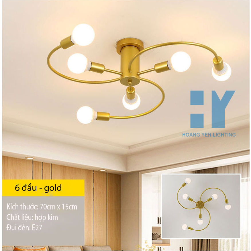 Đèn chùm thả trần trang trí xoáy cong chữ S hiện đại phong cách bắc Âu