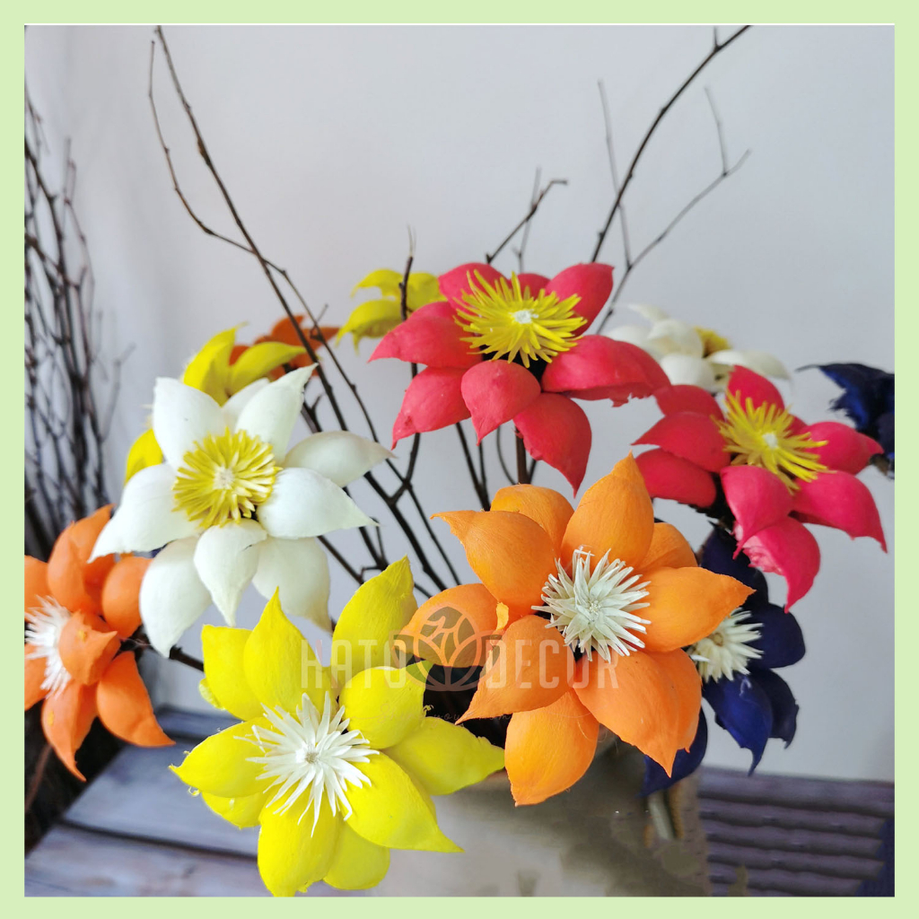 Hoa sen gỗ khô - Đài sen - Lá sen dâng cúng dường phật trang trí decor nhà - hoa lẻ