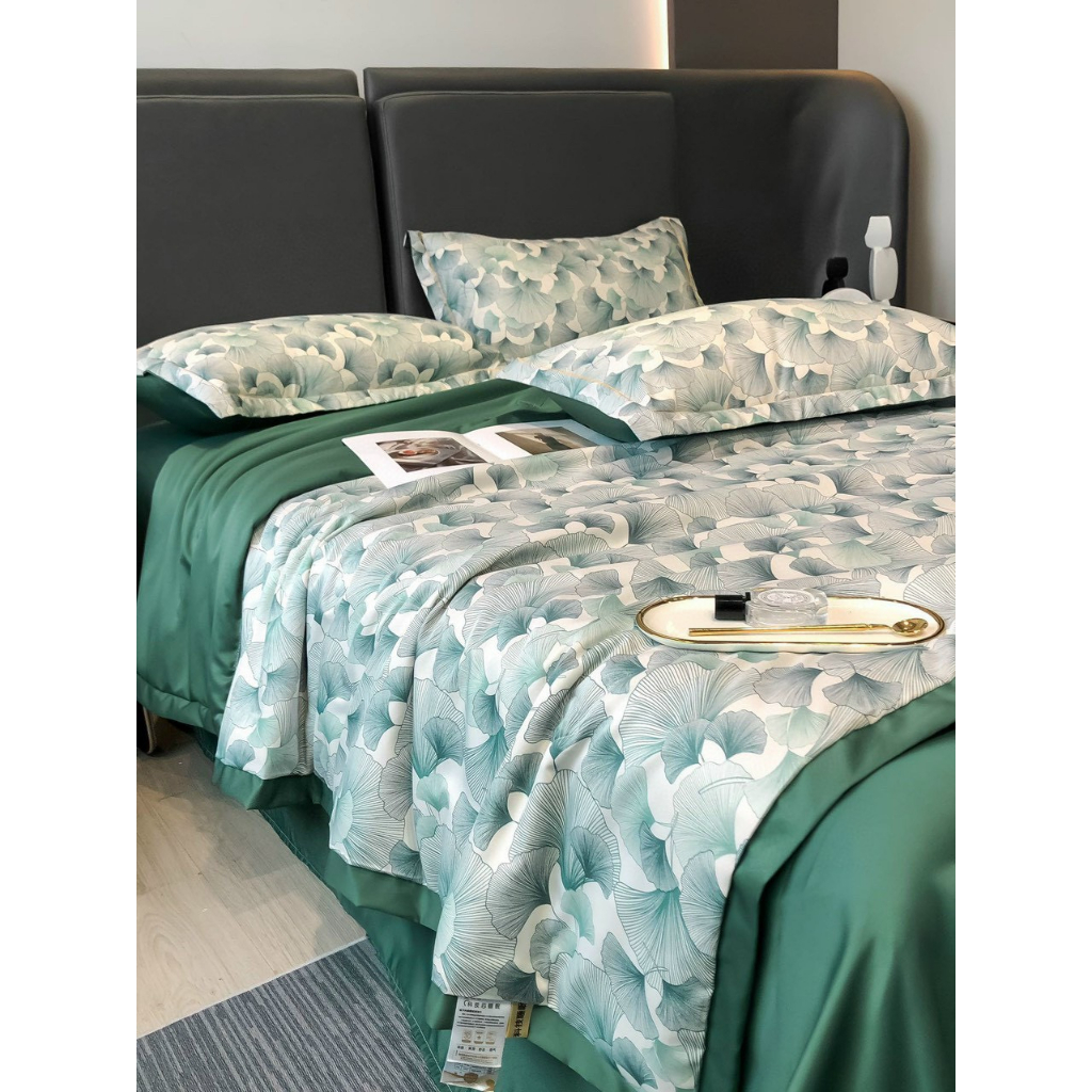 Bộ Chăn Ga Gối Lụa Thái Phi Bóng MD.DECOR - Bedding Hàng nhập khẩu cao cấp - 4 Món nhiều họa tiết M2/M4/M6/M8