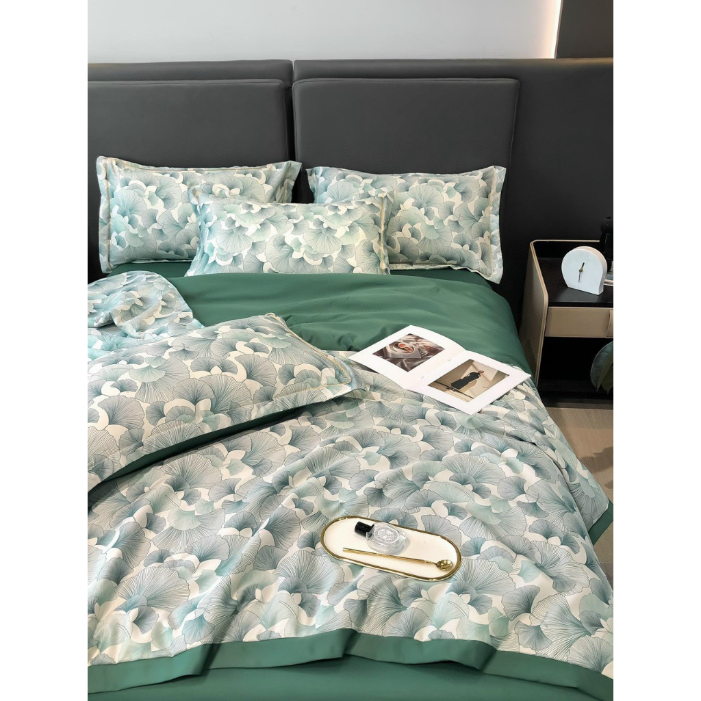 Bộ Chăn Ga Gối Lụa Thái Phi Bóng MD.DECOR - Bedding Hàng nhập khẩu cao cấp - 4 Món nhiều họa tiết M2/M4/M6/M8