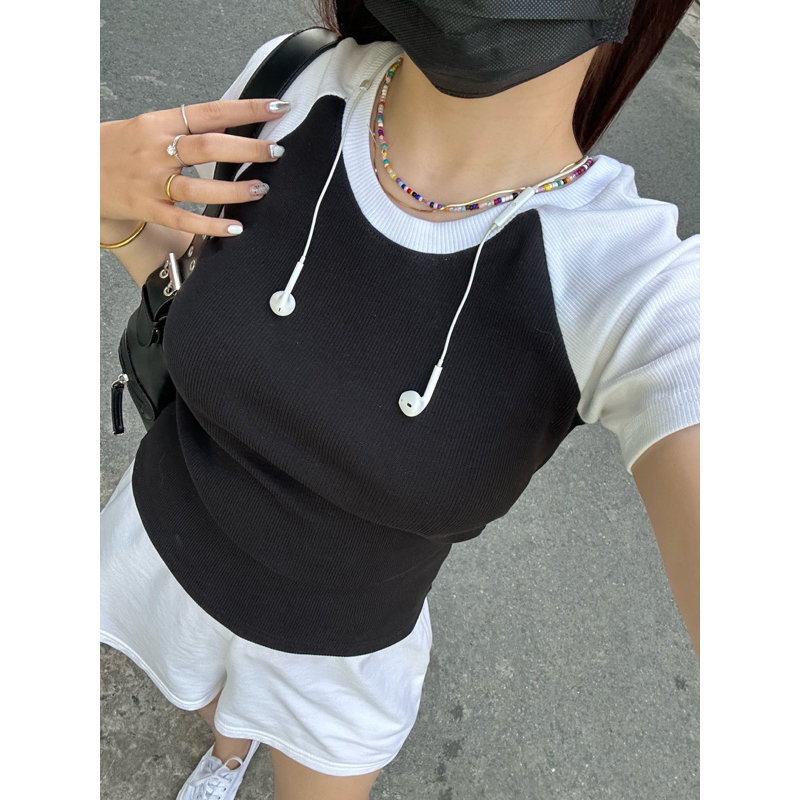 Áo raglan phối màu