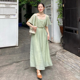 NABI - Đầm tơ nhăn form rộng tay cánh tiên - osu