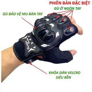 Găng tay xe máy cụt ngón có gù bảo vệ, găng tay xe máy bảo vệ tay, đi phượt Piramy Store