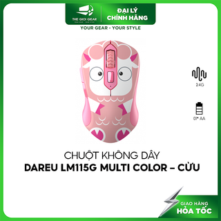 Chuột không dây DAREU LM115G MultiColor - Cừu - 2.4G - Pin AA - 90g - Hàng Chính Hãng