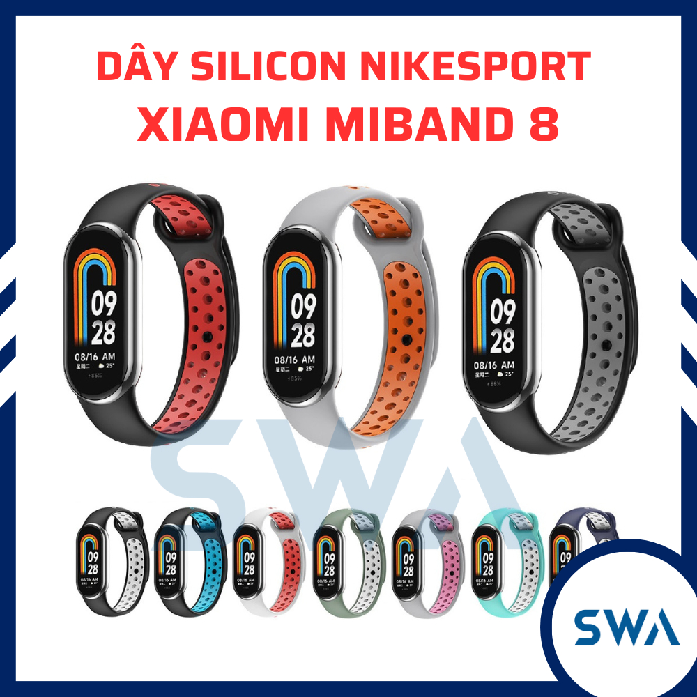 Dây Silicon Cao Su NikeSport Cao Cấp Thay Thế Vòng Đeo Tay Thông Minh Xiaomi Miband 8 Mi band 8 SWASTORE MB02