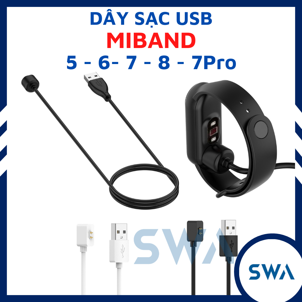 Dây Cáp Sạc Mi Band miband 8 8pro 7 7pro 6 5 Sạc miband nam châm ,Cáp Sạc miband 5 6 7 8 7 Pro SWASTORE