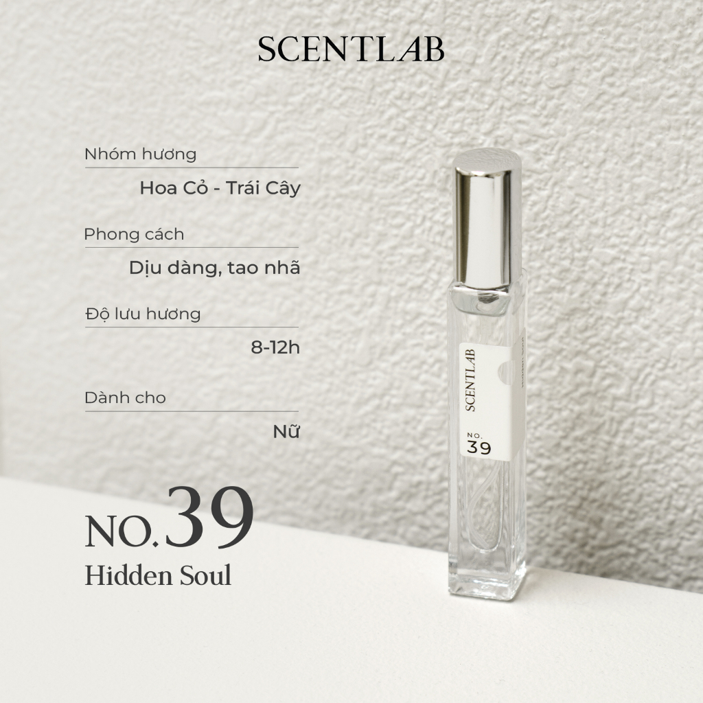 Tinh dầu nước hoa nữ mini SCENTLAB mùi hương dịu nhẹ Hidden Soul No.39 10ml dịu dàng, trong sáng, lưu hương lâu