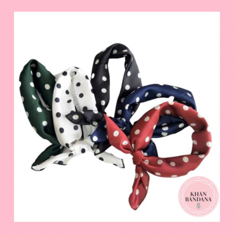 Khăn turban satin vuông chấm bi size 50x50cm - Khăn bandana