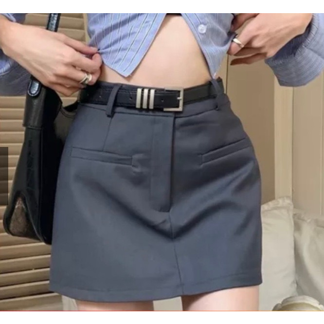 Chân váy chữ A chất Ruby 2 túi cơi kèm đai siêu hot 8020