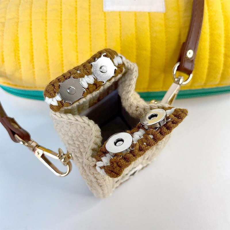 Túi len hộp sữa handmade kèm dây đeo