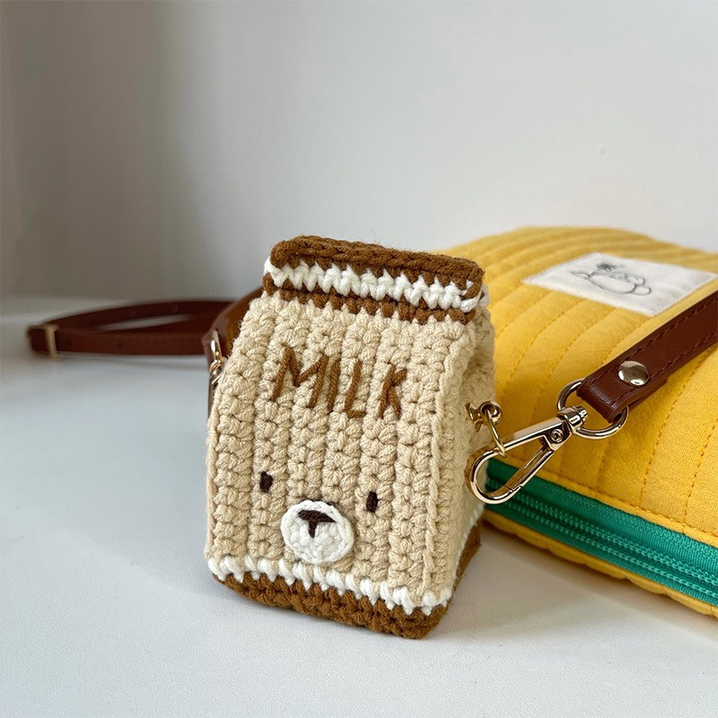 Túi len hộp sữa handmade kèm dây đeo