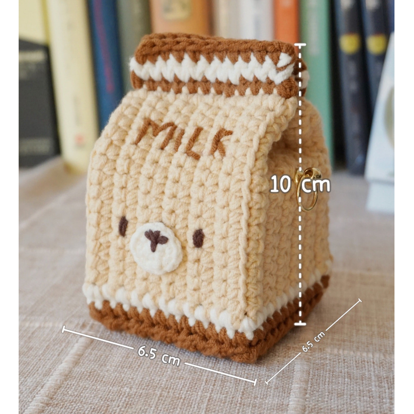 Túi len hộp sữa handmade kèm dây đeo
