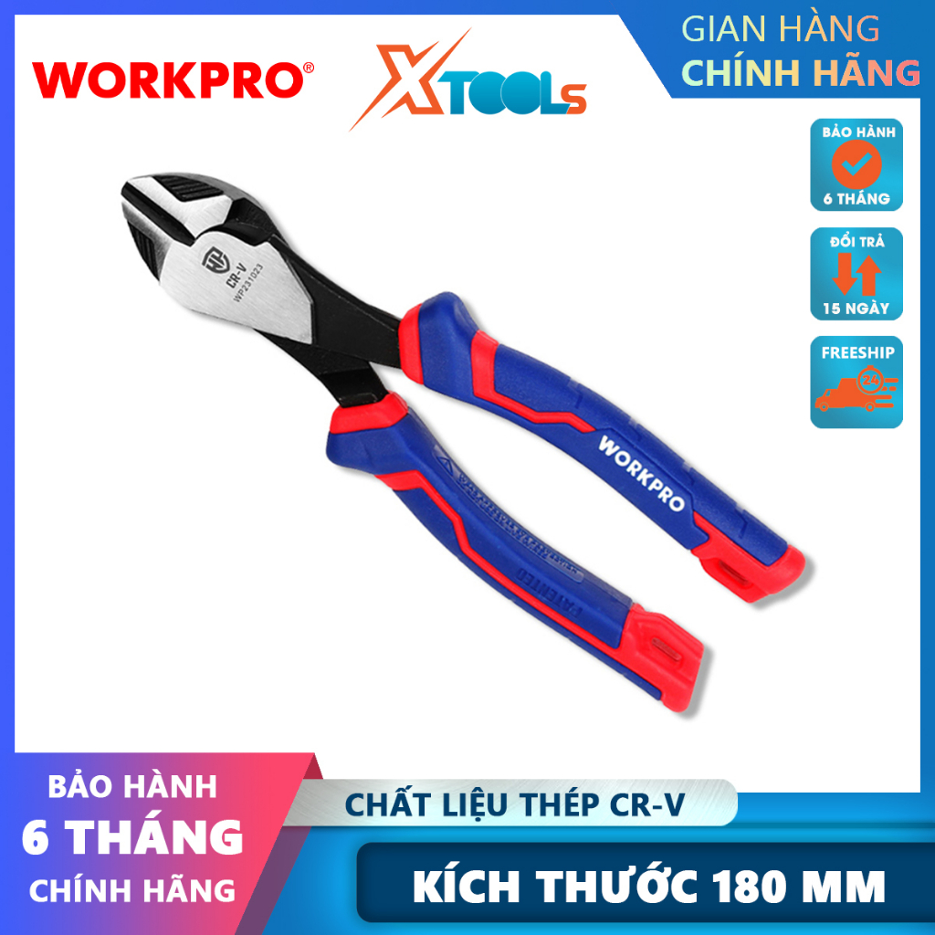 Kìm cắt bằng thép CR-V 7 inch 180mm cao cấp Workpro - WP231023
