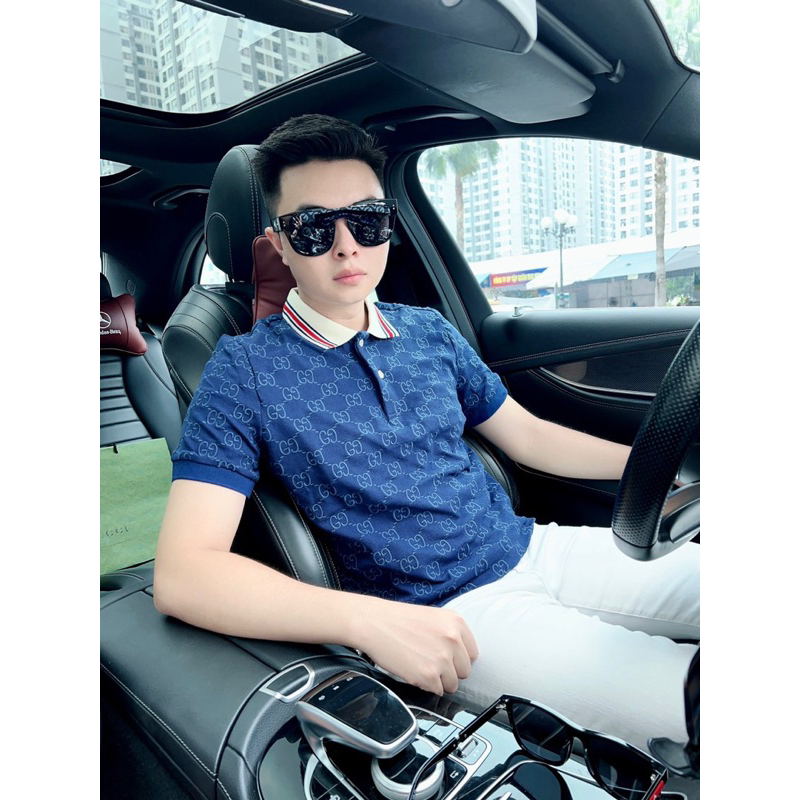 Áo Polo Nam GG Bản Likeauth 1:1 Hoạ Tiết Vân Thêu Sắc Nét Hàng Cao Cấp Tag Mác Chuẩn Auth