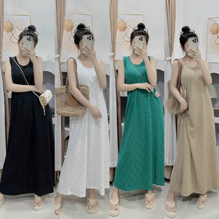 Váy maxi xốp sóng xoắn bầu bí bon chen