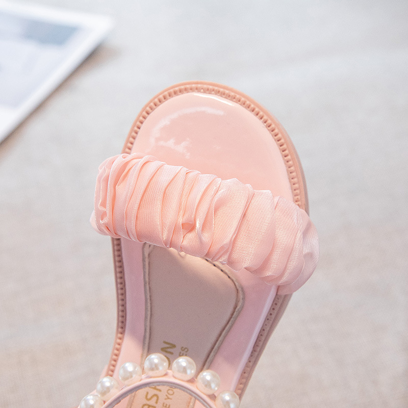 Dép Bé Gái Đi Học, Dép Quai Hậu Sandal Quai Ngang, Đế Mềm, Đính Nơ Hạt Cho Bé Gái