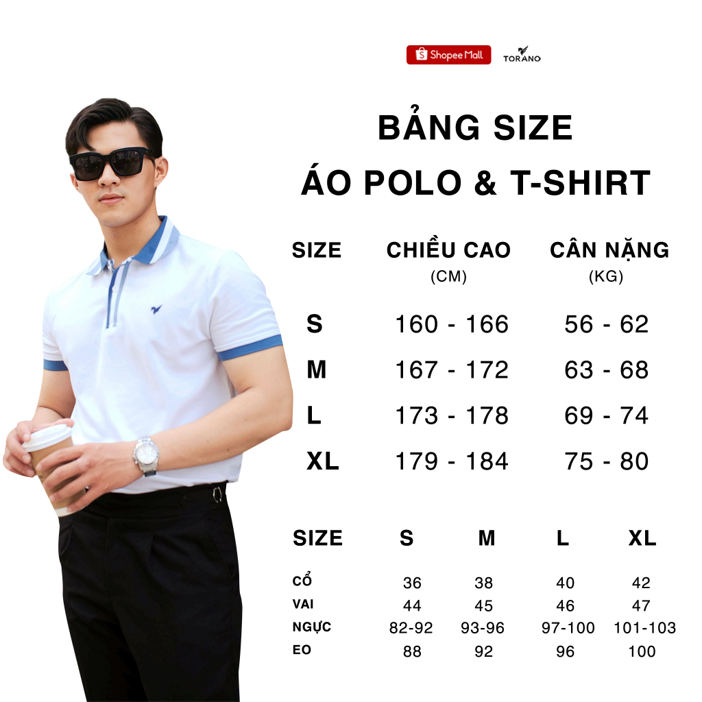 Áo polo nam TORANO ngắn tay, thoáng khí, trơn bo kẻ bo kẻ, cổ dệt, logo khuôn ESTP024