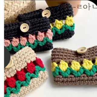 Túi ví sợi vải bông handmade tulip đựng tiền
