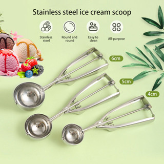 Muỗng múc kem inox 4,5,6 cm dụng cụ múc kem hình tròn inox đa năng muôi múc trái cây làm thịt viên, Cúp kem inox