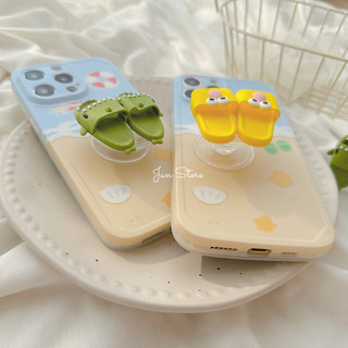 Ốp silicon siêu bền kèm pop dép cute