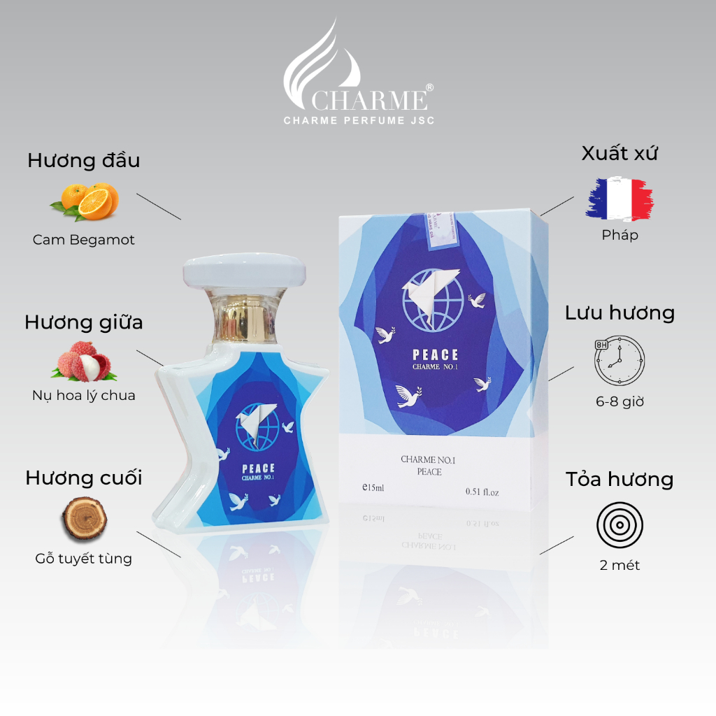 Nước hoa nam thơm lâu No.1 Charme Peace 15ml hương tươi mát