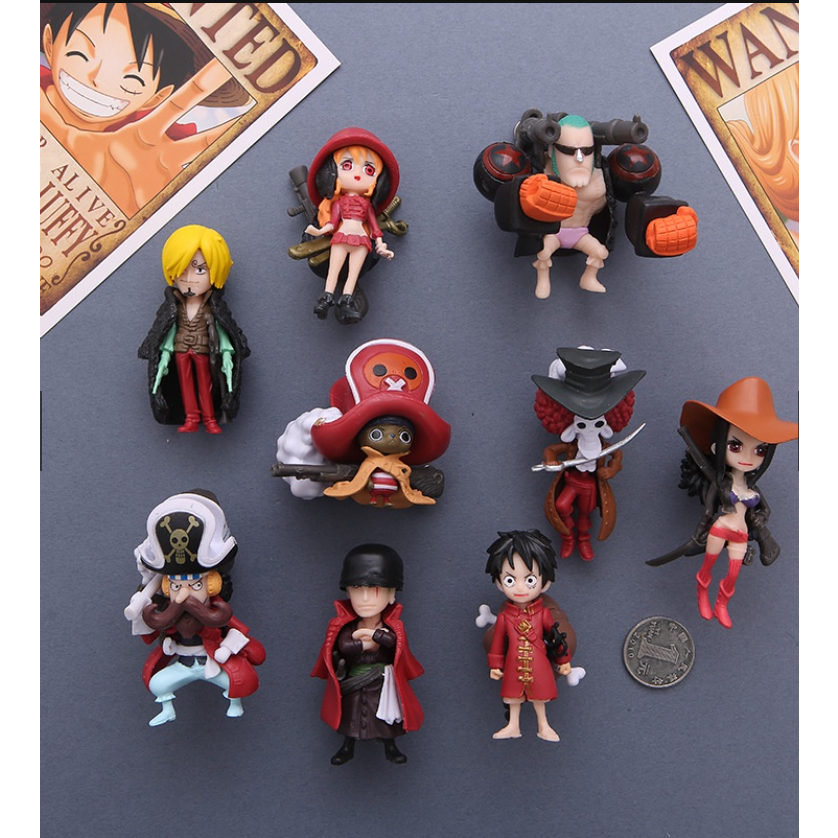 Set 9 mẫu OnePiece Luffy Zoro Sanji Nami Robin Chopper Franky Brook