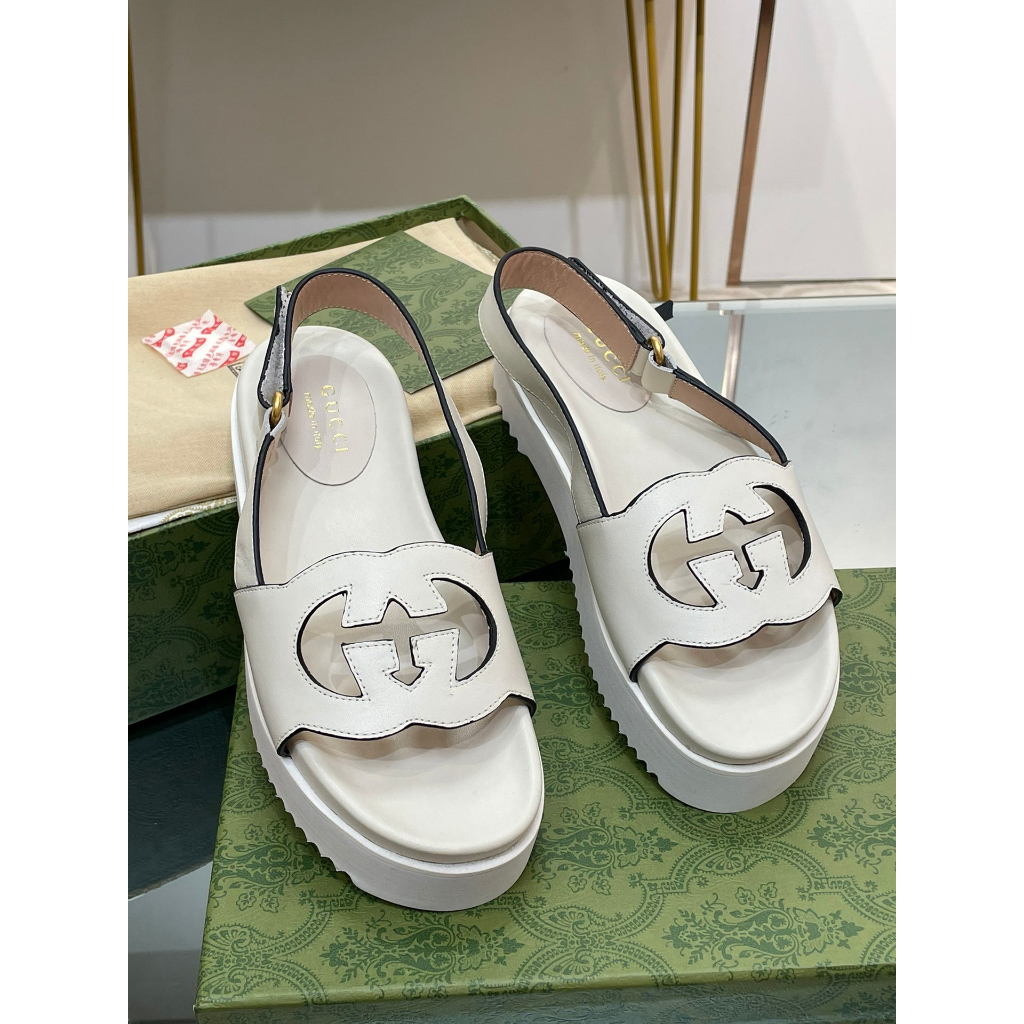 Sandal nữ thời trang cao cấp Gucci GC GG thiết kế cổ điển, phong cách giản dị, mộc mạc