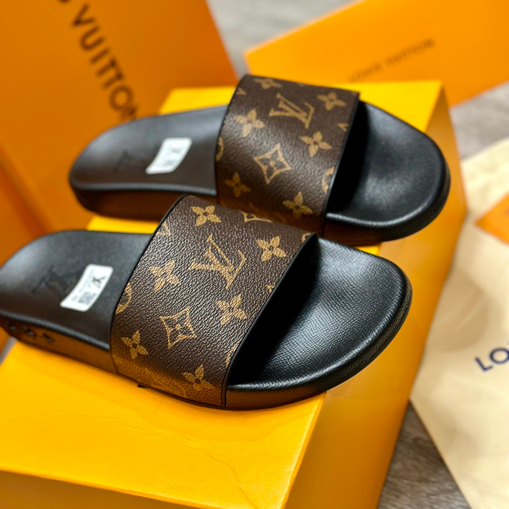 Dép Lê Quai Ngang LV Like Auth Màu Nâu Monogram LV