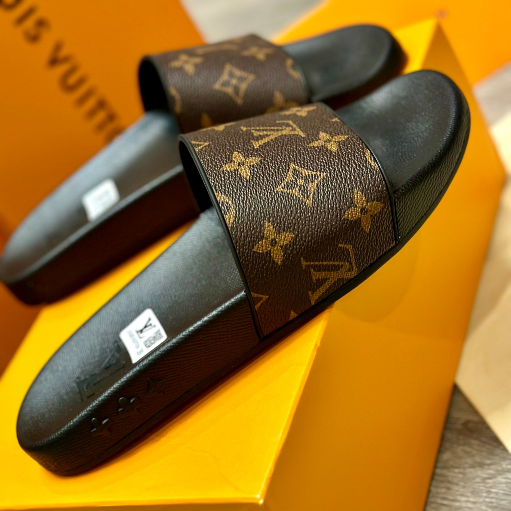 Dép Lê Quai Ngang LV Like Auth Màu Nâu Monogram LV
