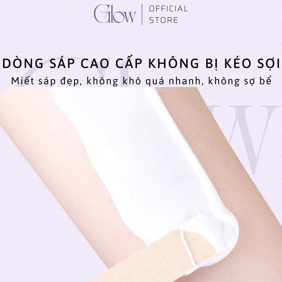 [CHE TÊN] Sáp Wax Lông Nóng Sữa Dừa Premier Cao Cấp GLOW WAXING Siêu Bám Lông Chuyên Wax Bikini, Nách, Body Tặng Que Gỗ