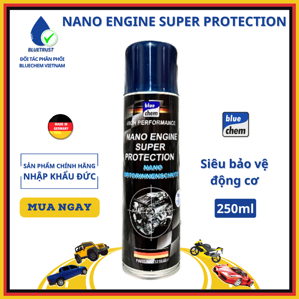 Phụ Gia BLUECHEM Nano Bảo Vệ Động Cơ Ô Tô 250ml - Nano Engine Super Protection