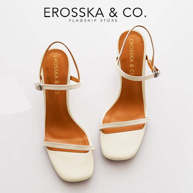 Erosska - Giày sandal cao gót nhọn kiểu dáng Hàn Quốc cao 5cm màu trắng _ EB046