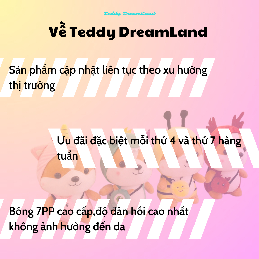 Gấu Bông Cún Shiba Vàng Mặc Áo Hút Trà Sữa Teddy Dream Land