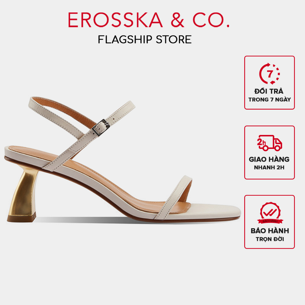 Erosska - Giày sandal cao gót nhọn kiểu dáng Hàn Quốc cao 5cm màu trắng _ EB046