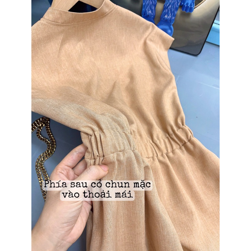 Đầm không tay trang trí túi bó eo tôn dáng