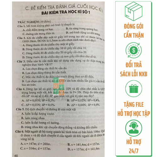 Sách - Đề kiểm tra đánh giá Vật lí 10