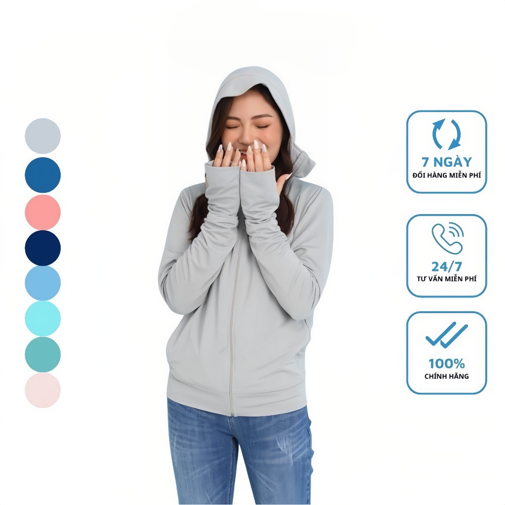 Áo chống nắng nữ 2 lớp, vải thông thông hơi kim cương co giãn 4 chiều mát mềm mịn chống UV DLV.store