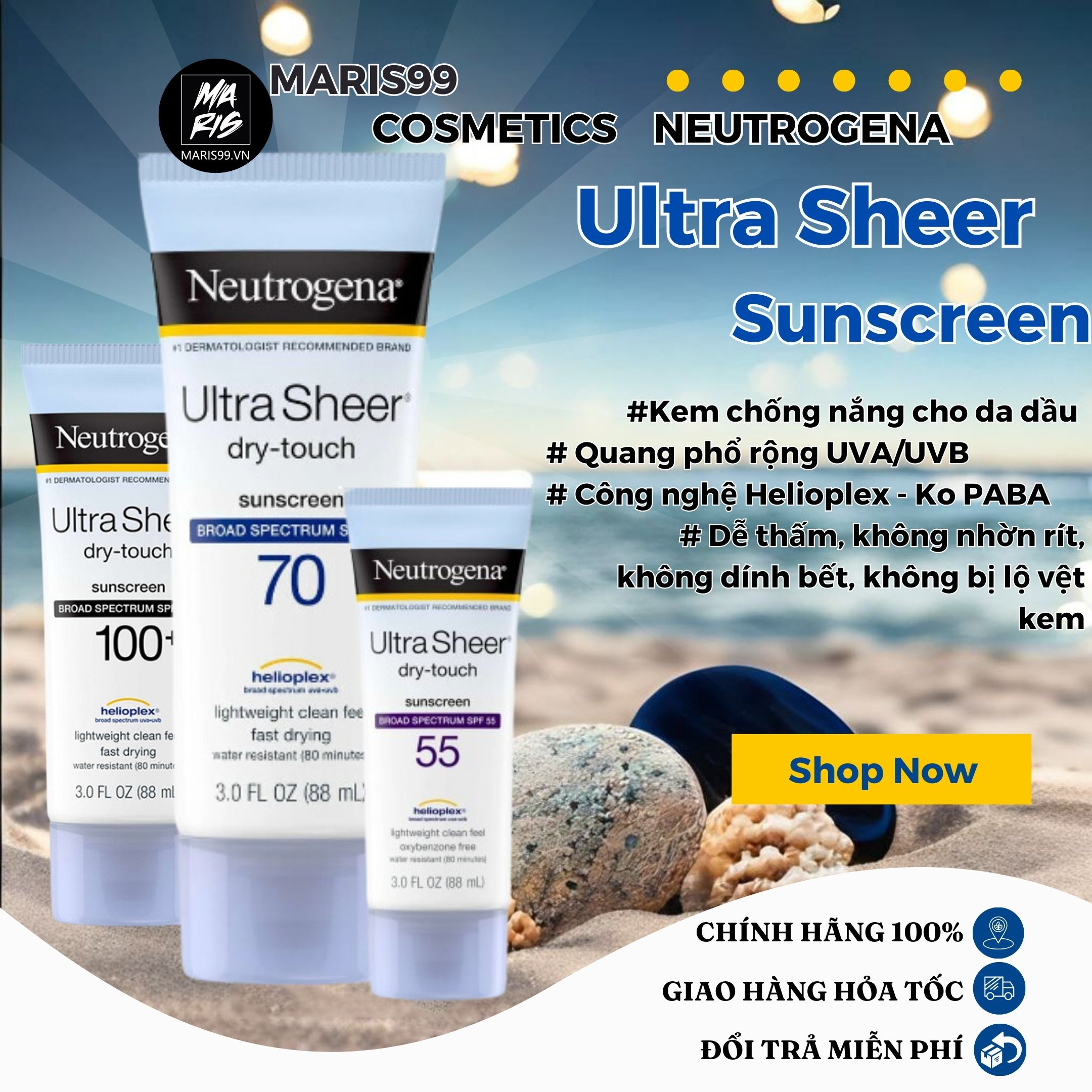 Kem chống nắng Neutrogena Ultra Sheer Dry Touch SPF 100 (88ml) _ NTG010CN