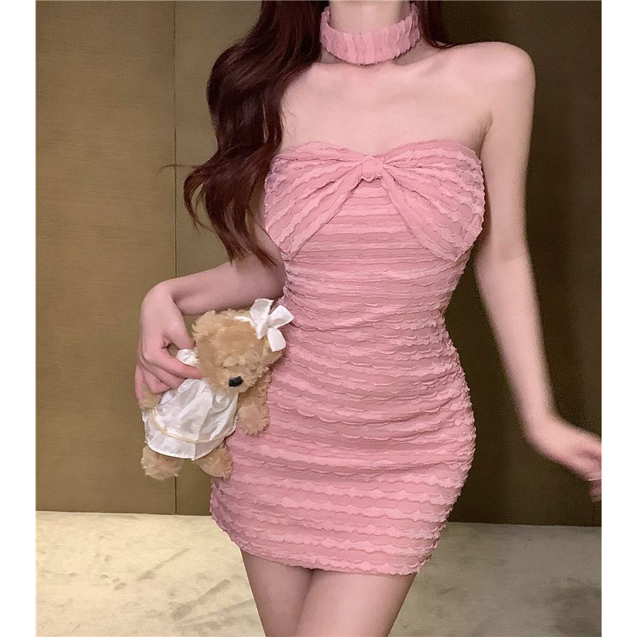 ĐẦM ÔM BODY CÚP NGỰC KÈM NƠ PHỐI DÂY CHOÀNG CỔ CỰC XINH XẮN CUỐN HÚT