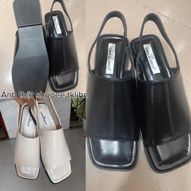 TKLIHN Dép Sandal ULZZANG đế bằng DA phong cách RETRO 2023 HOT FASHIONITA