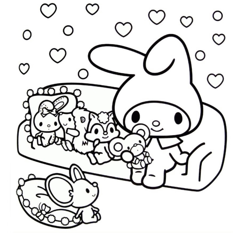 My Melody - Set 10 Tờ Tranh Tô Màu Kích Thước A4 A5 Dành Cho Màu Sáp, Màu Chì - TRANH TÔ MÀU COLOR LAND