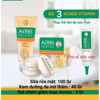 Bộ 3 : sữa rửa mặt acnes vitamin sáng thâm mờ sẹo - kem dưỡng da acnes vitamin sáng thâm mờ sẹo - kem giảm mụn acnes