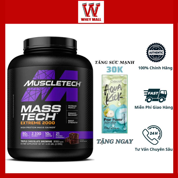 Sữa tăng cân MASS TECH EXTREME 2000 6LBS của MuscleTech hỗ trợ tăng cân tăng cơ nạc cao cấp