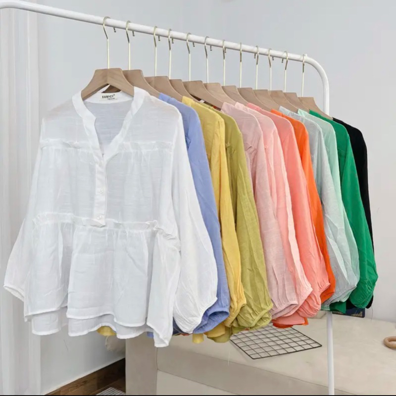 Áo BabyDoll Trụ Xinh Xắn Chất Tơ Xước Bảng Màu Ngọt Ngào