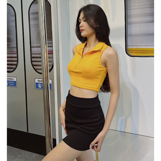 Áo basic ba lỗ khóa kéo