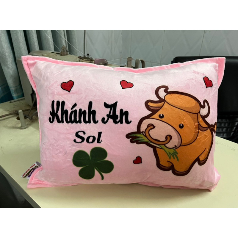 gối in tên và hình 12 con giáo cho bé đi học